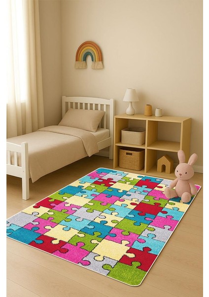 Parlak Kadife Kumaş Dijital Baskı Dot Kaymaz Tabanlı Çocuk ve Genç Odası Halısı H1136