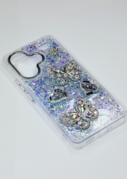 Xiaomi Redmi Note 13 Pro Plus Kılıf Kelebek Desenli Parlak Simli Kapak fırsatları