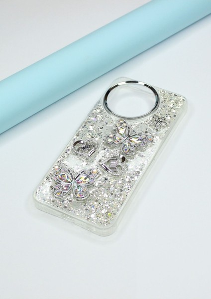 Tecno Camon 30 Kılıf Kelebek Desenli Parlak Simli Kapak modelleri