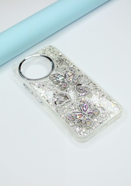 Tecno Camon 30 Kılıf Kelebek Desenli Parlak Simli Kapak fırsatları