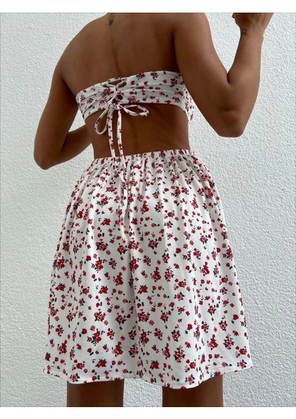 Straplez Elbise Baskılı modelleri