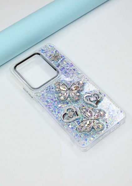 Vivo Y36 Kılıf Kelebek Desenli Parlak Simli Kapak fırsatları