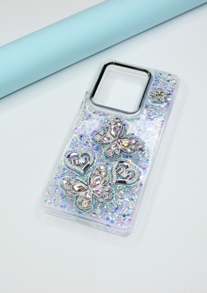 Vivo Y36 Kılıf Kelebek Desenli Parlak Simli Kapak indirimleri