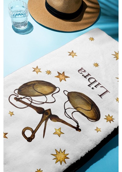 Dijital Baskı Plaj Deniz Havlusu Terazi Burcu Desenli Peştamal HVL0037 fiyatları