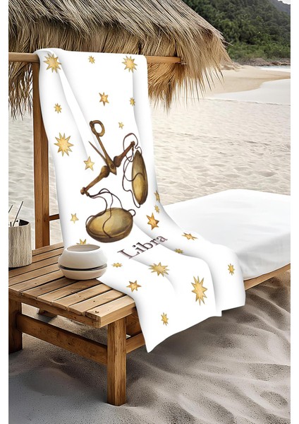 Dijital Baskı Plaj Deniz Havlusu Terazi Burcu Desenli Peştamal HVL0037 modelleri