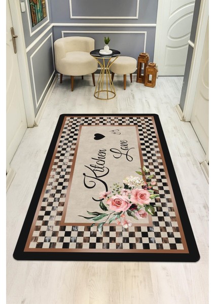 Kitchen Love Desenli Dijital Baskı Kaymaz Taban Mutfak Halısı H0031 fiyatları