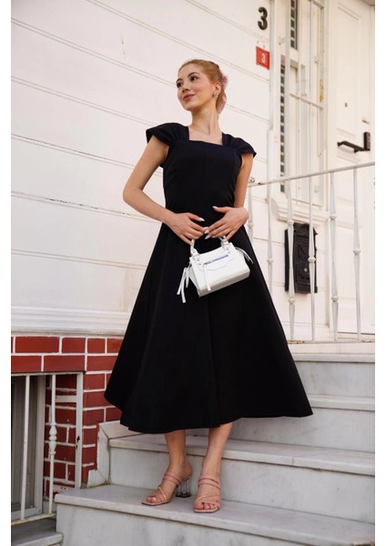 U Yaka Prenses Elbise Siyah S255101 modelleri