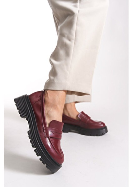 Kadın Günlük Loafer Ayakkabı 0012920 Bordo modelleri