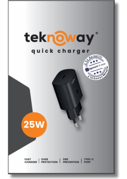 25W Type-C Port Şarj Adaptörü Siyah