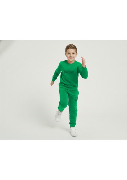 3 Iplik Çocuk Şardonlu Kabartmalı Baskı Yeşil Kombin 3 fırsatları