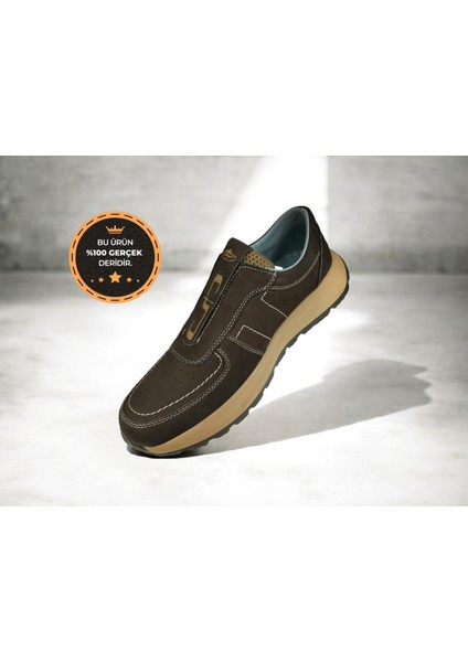 B-4802 Hakiki Nubuk Deri Lastikli Bağcıksız Model Kaymaz Erkek Rahat Günlük Ayakkabı fiyatları
