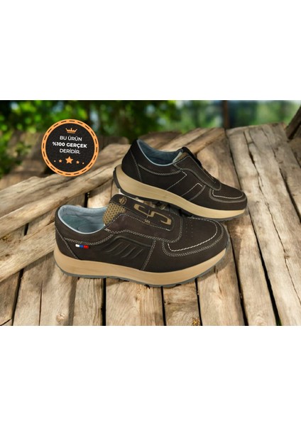 B-4802 Hakiki Nubuk Deri Lastikli Bağcıksız Model Kaymaz Erkek Rahat Günlük Ayakkabı indirimleri
