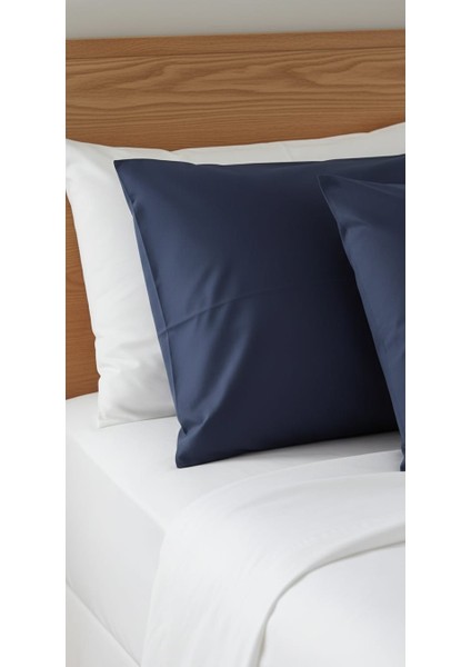 Pamuk Yastık Kılıfı Düz Lacivert
