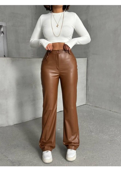 Suni Deri Kadın Pantolon