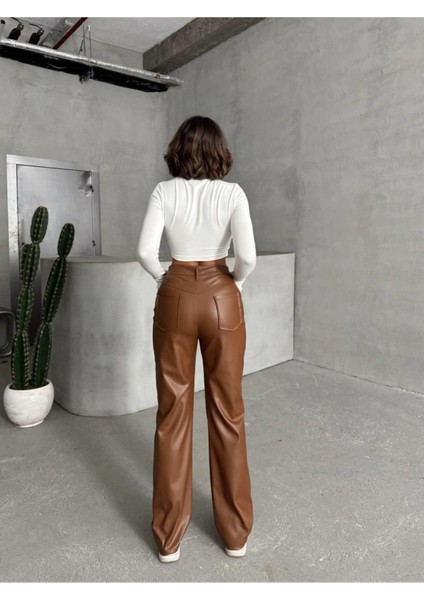 Suni Deri Kadın Pantolon