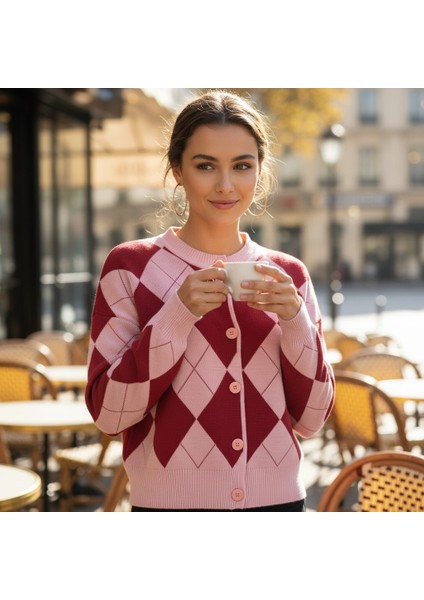Kadın Baklava Desenli Günlük Triko Hırka fırsatları