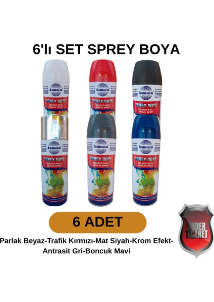 Akrilik Sprey Boya 400 ml Setler- Metal, Ahşap, Plastik, Seramik, Cam, Oto Yüzeylere Uygun Renkler