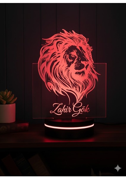 Kişiye Özel LED Işıklı Aslan Tasarımlı İsim Yazılı Masa Lambası – Hediyelik Gece Lambası fiyatları