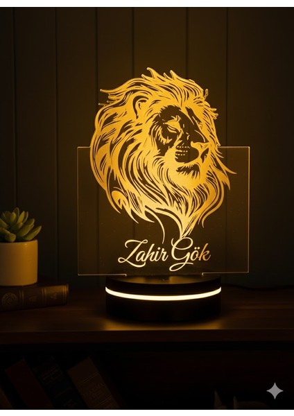 Kişiye Özel LED Işıklı Aslan Tasarımlı İsim Yazılı Masa Lambası – Hediyelik Gece Lambası modelleri