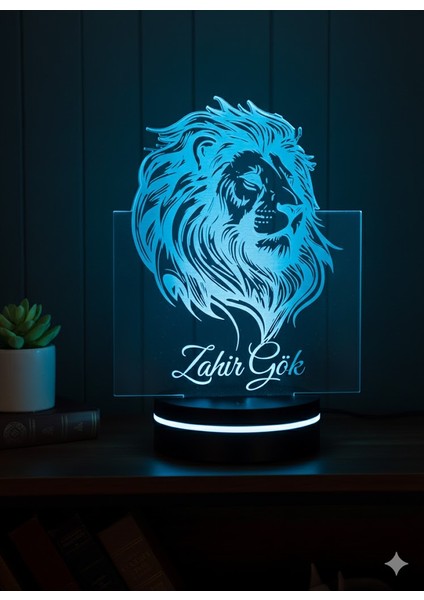Kişiye Özel LED Işıklı Aslan Tasarımlı İsim Yazılı Masa Lambası – Hediyelik Gece Lambası fırsatları