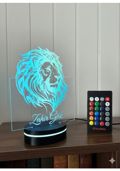 Kişiye Özel LED Işıklı Aslan Tasarımlı İsim Yazılı Masa Lambası – Hediyelik Gece Lambası indirimleri