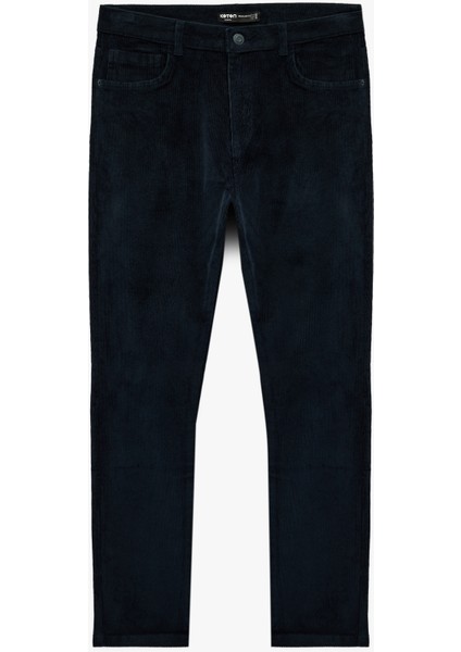 Pamuklu Normal Bel Cepli Fitilli Kadife Pantolon