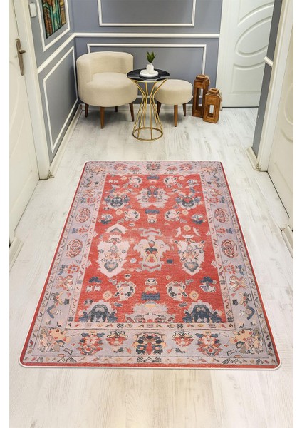 Parlak Kadife Kumaş Vıntage Dijital Baskı Dot Kaymaz Tabanlı Halı H0829