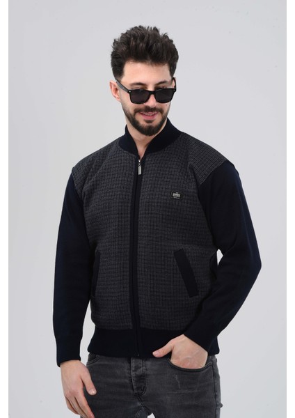 Erkek Baba ve Orta Yaş Triko Örgü Içi Astarlı Akrilik Fermuarlı Kışlık Baba Hırka