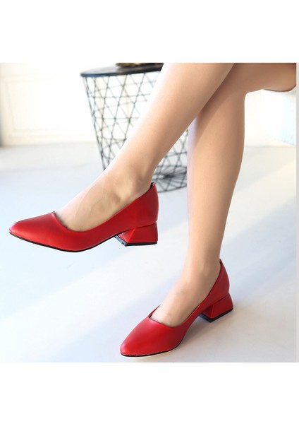 Desniy Kırmızı Cilt Topuklu Ayakkabı fırsatları