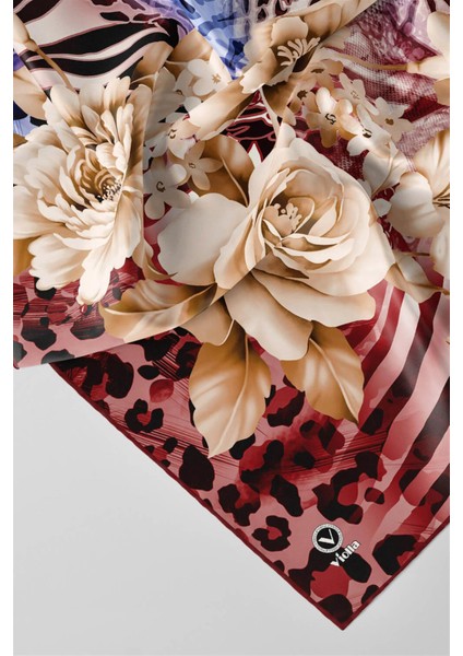 Twill Renkli Şerit Desenli Bordo Renkli 90X90 Eşarp (Ipek Içermez) Kenar Dikiş Şekli El Dikişli fiyatları