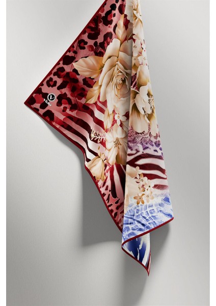 Twill Renkli Şerit Desenli Bordo Renkli 90X90 Eşarp (Ipek Içermez) Kenar Dikiş Şekli El Dikişli fırsatları