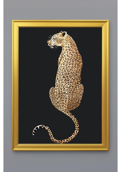 Leopar Figürlü Dijital Baskılı Kadife Kumaş Çerçeveli Tablo TBL0035