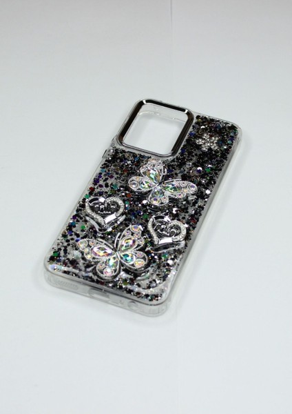 Vivo Y16 Kılıf Kelebek Desenli Parlak Simli Kapak indirimleri