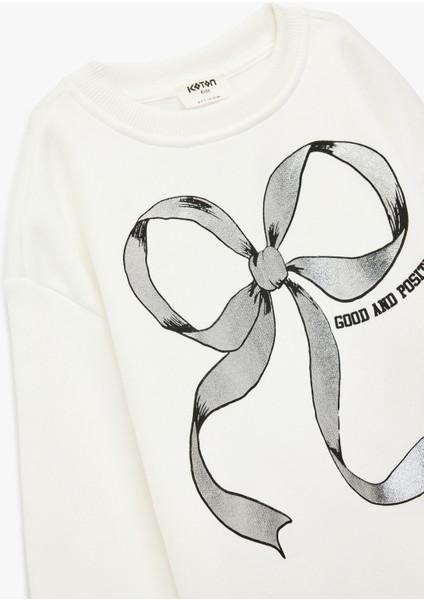 Bisiklet Yaka Uzun Kollu Fiyonk Baskılı Sweatshirt modelleri