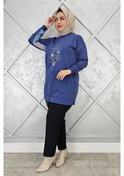 Kadın Baskı Detaylı Tesettür Tunik modelleri