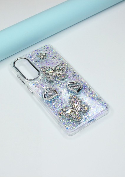 Oppo A60 Kılıf Kelebek Desenli Parlak Simli Kapak fırsatları