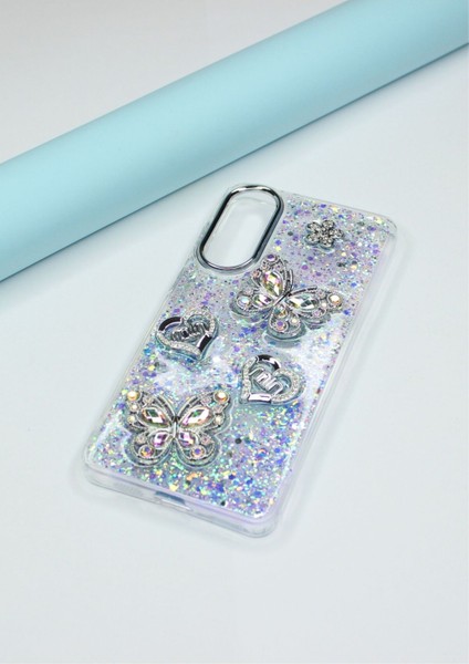 Oppo A60 Kılıf Kelebek Desenli Parlak Simli Kapak indirimleri