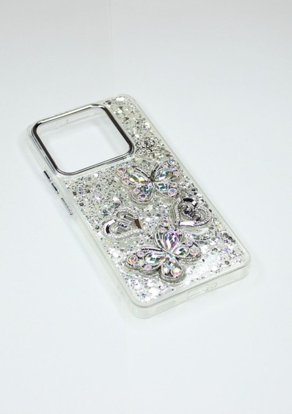 Xiaomi Mi 14T Pro Kılıf Kelebek Desenli Parlak Simli Kapak fırsatları