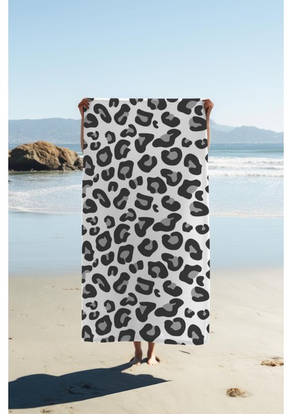 Dijital Baskı Plaj Deniz Havlusu Leoparlı Desen Peştamal HVL0017