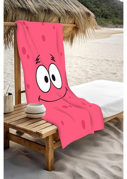 Dijital Baskı Plaj Deniz Havlusu Patrick Desenli Peştamal HVL0025 modelleri