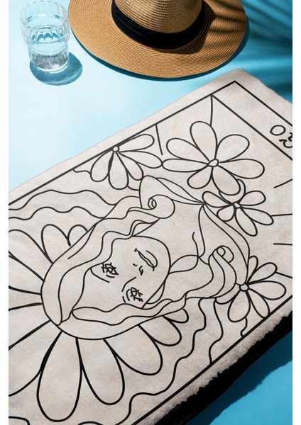 Dijital Baskı Plaj Deniz Havlusu Başak Burcu Desenli Peştamal HVL0046 fiyatları