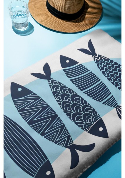 Dijital Baskı Plaj Deniz Havlusu Balık Desenli Peştamal HVL0120 fiyatları