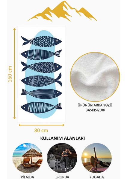 Dijital Baskı Plaj Deniz Havlusu Balık Desenli Peştamal HVL0120 fırsatları