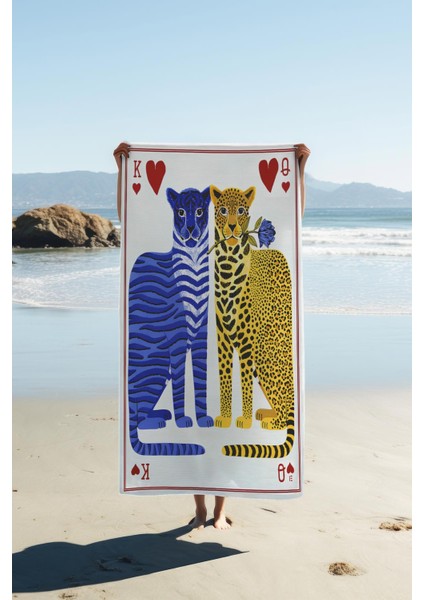 Dijital Baskı Plaj Deniz Havlusu Leopar Desenli Peştamal HVL0140