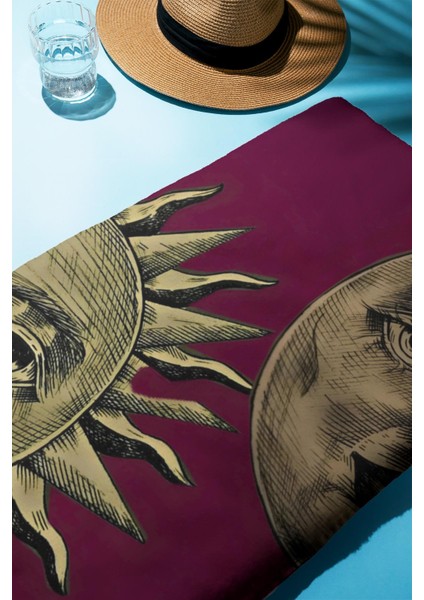 Dijital Baskı Plaj Deniz Havlusu Ay ve Yıldız Desenli Peştamal HVL0142 fiyatları