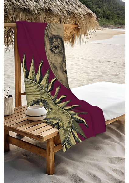 Dijital Baskı Plaj Deniz Havlusu Ay ve Yıldız Desenli Peştamal HVL0142 modelleri