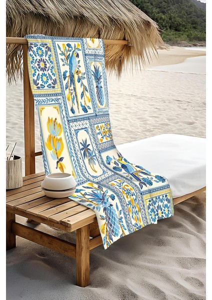 Dijital Baskı Plaj Deniz Havlusu Modern Bacı Milano Desenli Peştamal HVL0157 modelleri