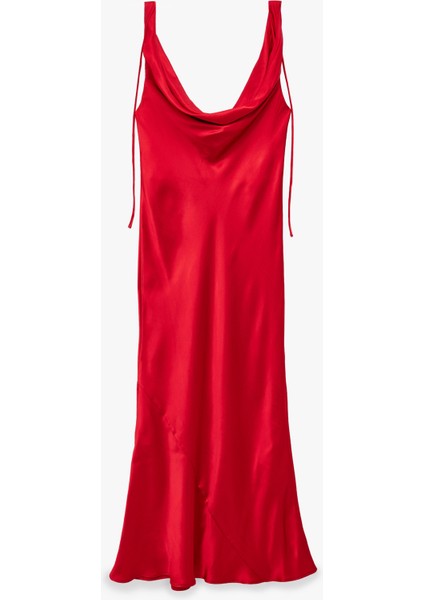 Kolsuz Degaje Yaka Viskon Karışımlı Saten Uzun Abiye Elbise fiyatları