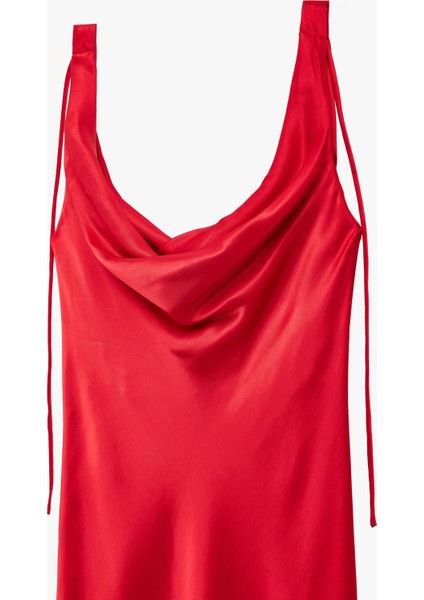 Kolsuz Degaje Yaka Viskon Karışımlı Saten Uzun Abiye Elbise modelleri