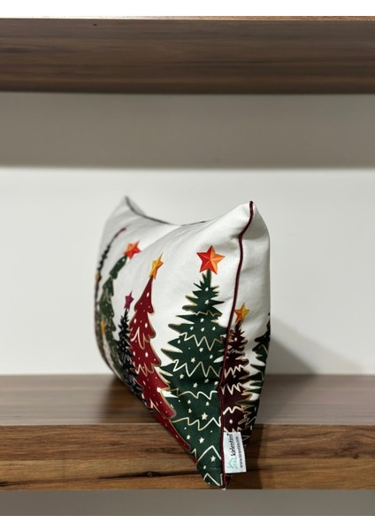 H1264 Renkli Çam Ağaçları Kırlent Runner 3lü Kombin Set indirimleri